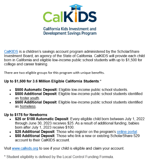  Cal Kids Investment  & Development Savings Program 